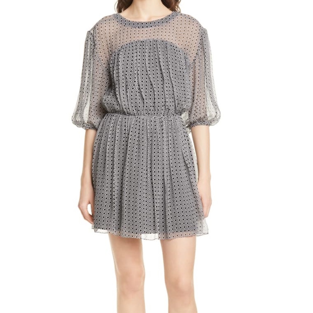 Joie Geo Print Silk Chiffon Dress NWT